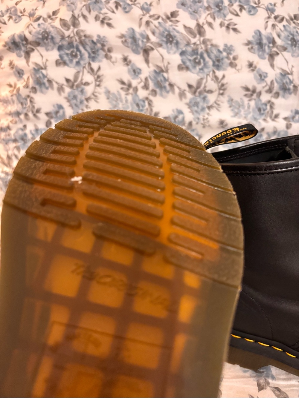 Dr. Martens Black Leather Lace-Up Boots with Yellow Stitching - Picture 6 of 6
